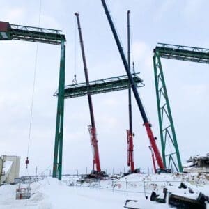 Mine decommissioning project during the winter