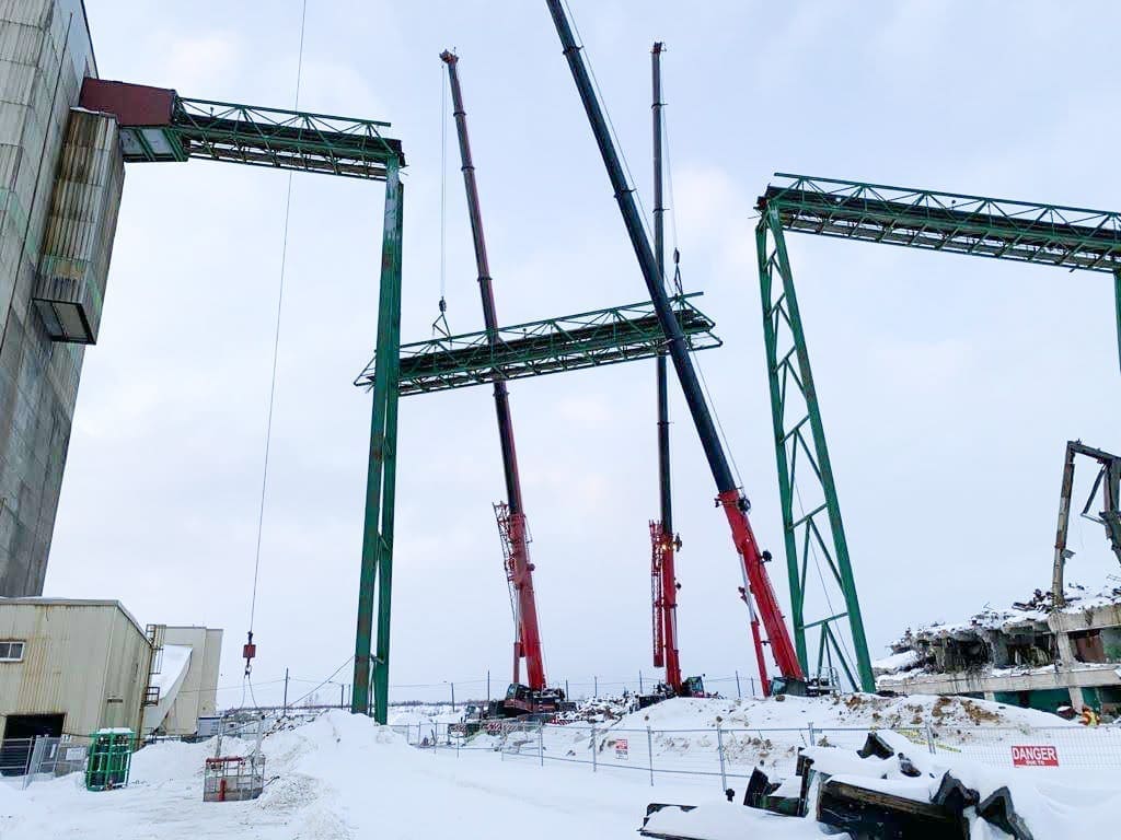 Mine decommissioning project during the winter
