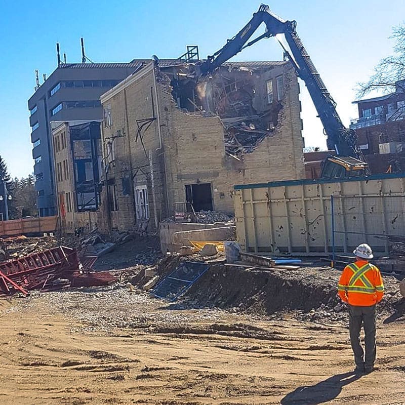 Selective demolition of the old brick brewery