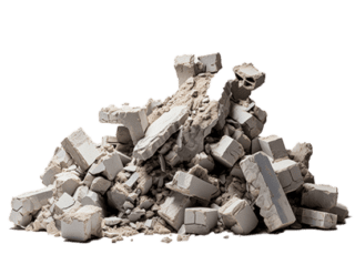 A pile of broken concrete