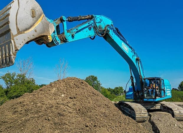 Blue Tracked Hydraulic Excavator