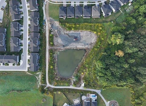Retention Basin in Residential Development